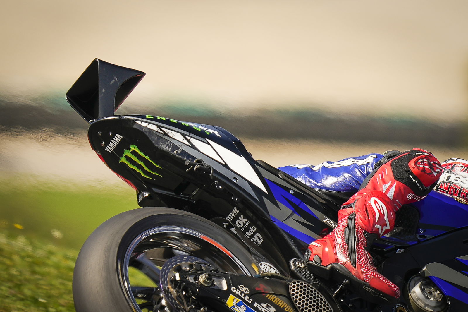 Rear wing on Fabio Quartararo's Yamaha at Portimao test (Dorna)